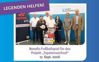 Foto der Pressekonferenz zum Benefizspiel der Lotto-Elf gegen die Landeskrankenhaus-Auswahl
