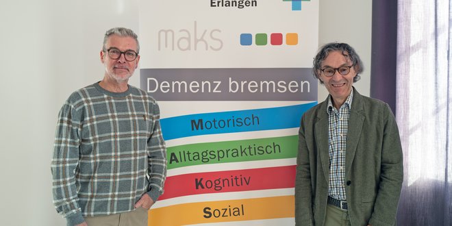 Thomas Phlipsen-Leiyng (links) und Prof. Dr. Elmar Gräßel informierten überaus interessant zur MAKS-Therapie®.