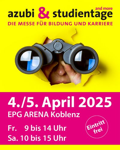 azubi & studientage 2025 Person schaut durch ein Fernglas auf die Daten der azubi & studientage