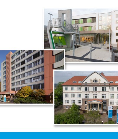 Ansicht des Gesundheitszentrums Glantal, der Klinik Viktoriastift und der Geriatrischen Fachklinik Rheinhessen-Nahe